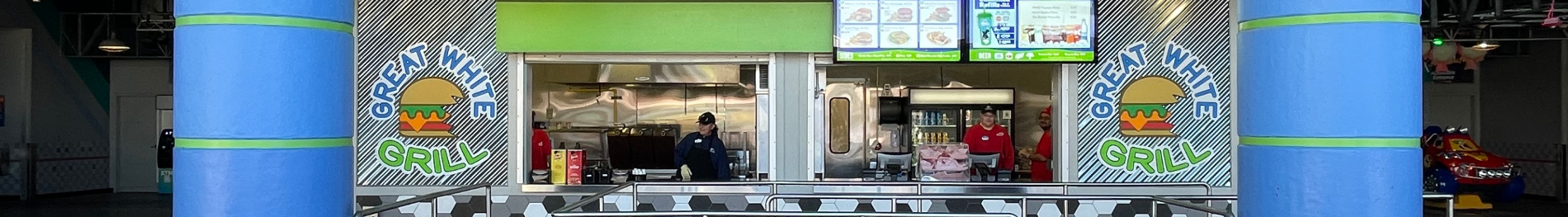 Exterior of Great White Grill at SeaWorld San Antonio.