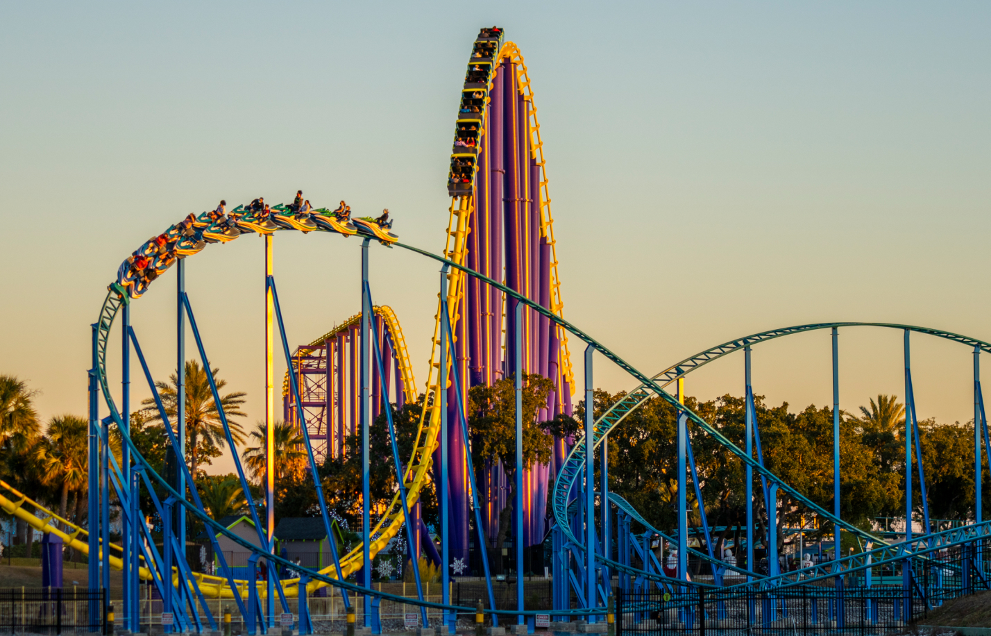 Riding roller coasters during an eclipse at SeaWorld San Antonio.