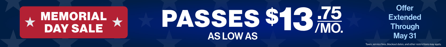 Memorial Day Sale: Passes as low as $13/mo.