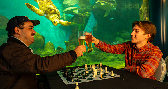 Chess people playing.