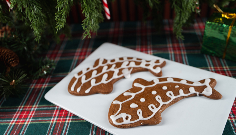 Gingerbread shark cookies