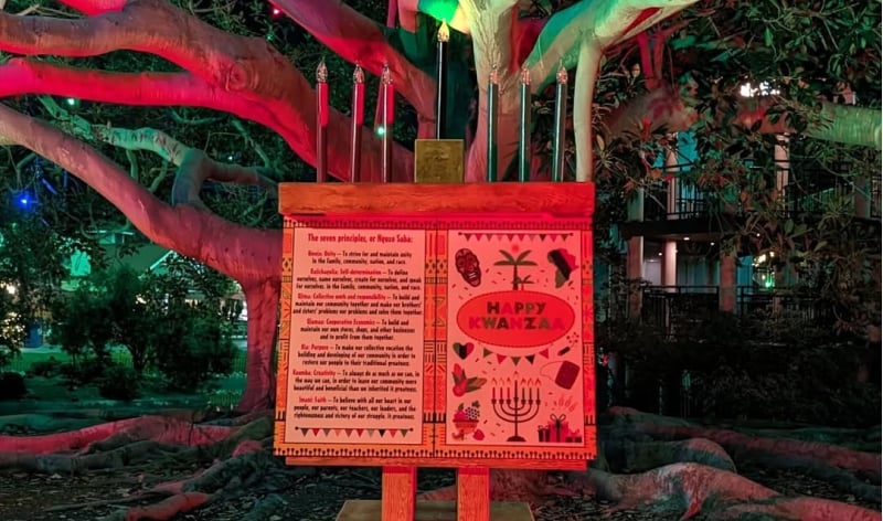 A Kwanza Kinara with candles