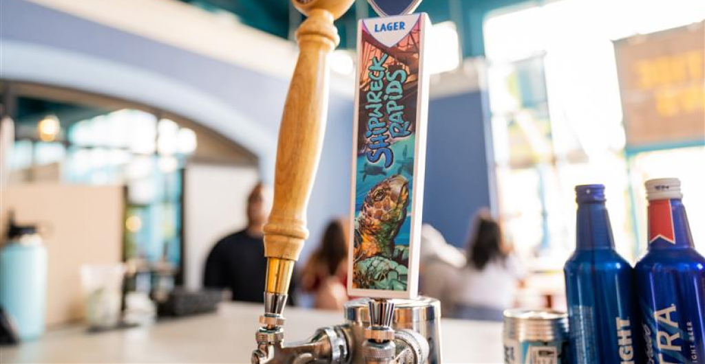 Two bar taps and two bottles of beer