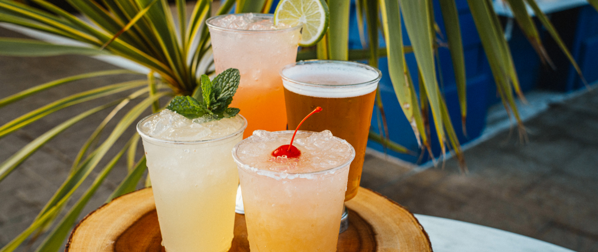 Four tropical cocktails