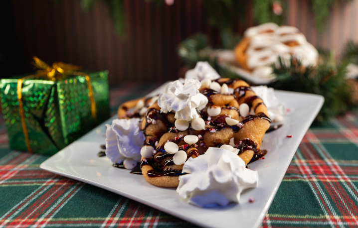 White Peppermint Bark Funnel Cake