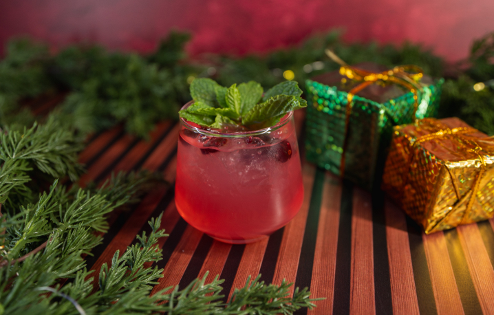Holiday Mojito: Rum, Cranberry, Lime, Mint
