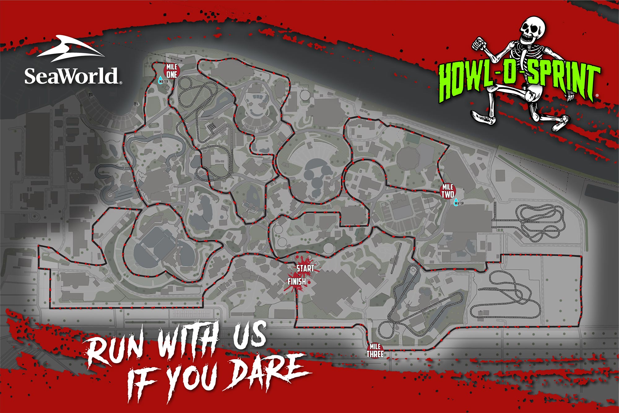 SeaWorld San Diego Howl-O-Sprint Run Map