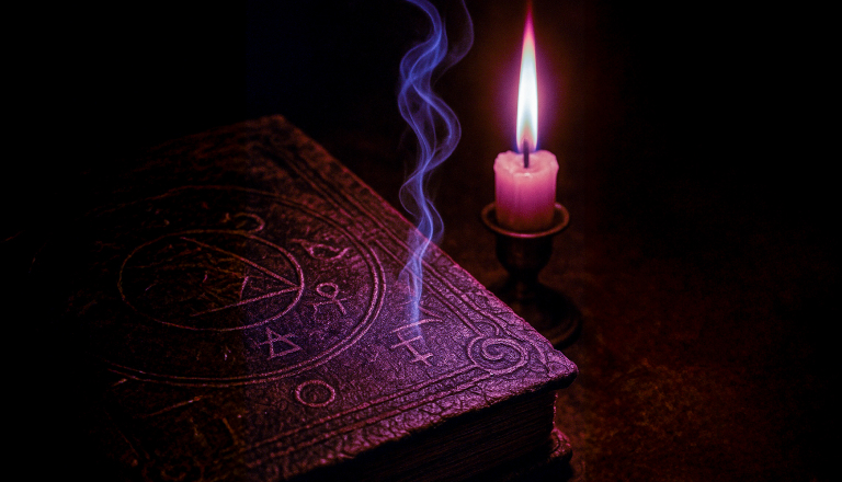 Spell book and a candle