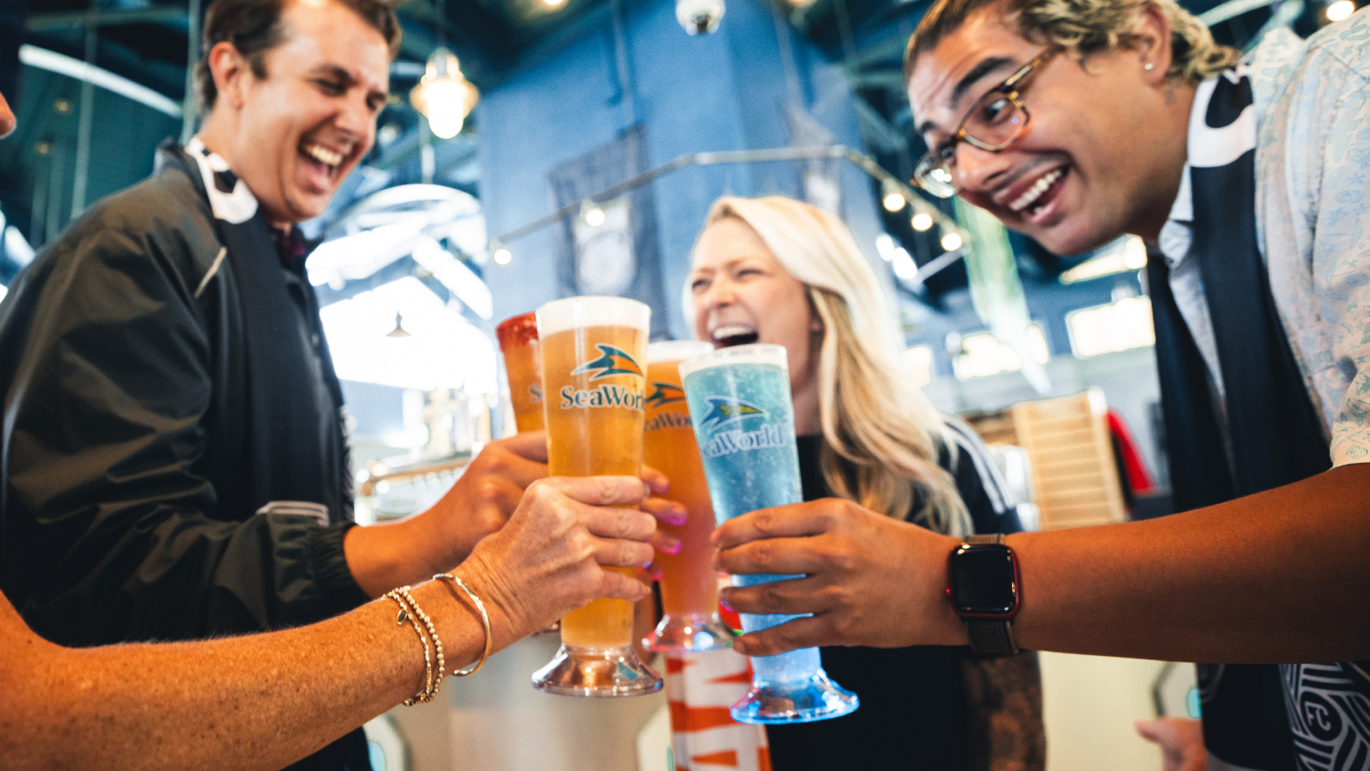 Three people with beer