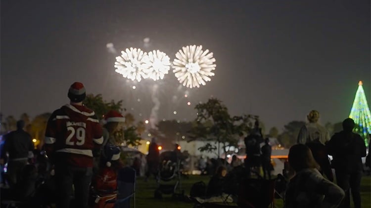 Mission Bay Parade of Lights with fireworks in San Diego