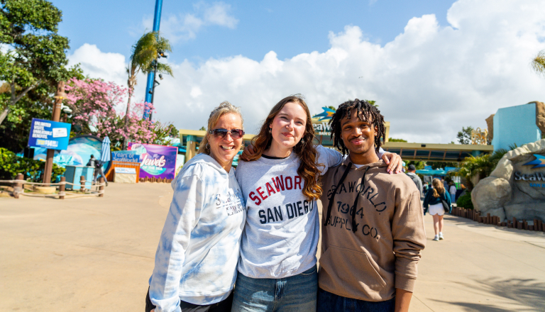 Three people at SeaWorld San Diego