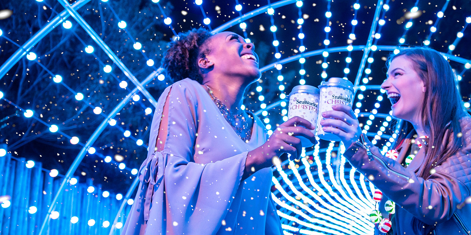 Christmas light tunnel at SeaWorld Christmas Celebration