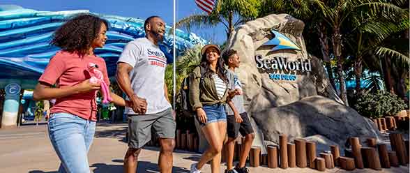 Military family at SeaWorld San Diego entrance