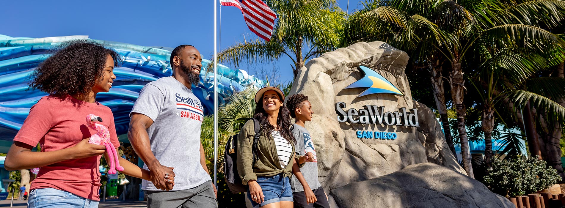 Family visiting SeaWorld San Diego
